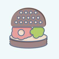 icono hamburguesa. relacionado a desayuno símbolo. garabatear estilo. sencillo diseño editable. sencillo ilustración vector