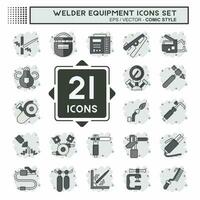 Icon Set Welder Equipment. related to Building Tool symbol. comic style. simple design editable. simple illustration vector