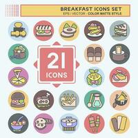 Icon Set Breakfast. related to Food, Diner symbol. color mate style. simple design editable. simple illustration vector