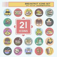 Icon Set Breakfast. related to Food, Diner symbol. color mate style. simple design editable. simple illustration vector