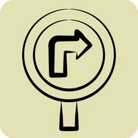 Icon Turn Right Ahead. related to Road Sign symbol. hand drawn style. simple design editable. simple illustration vector