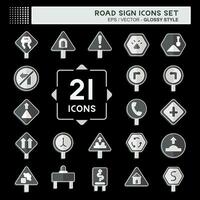 Icon Set Road Sign. related to Education symbol. glossy style. simple design editable. simple illustration vector