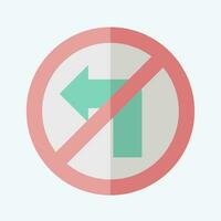 Icon No Left Turn. related to Road Sign symbol. flat style. simple design editable. simple illustration vector