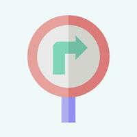 Icon Turn Right Ahead. related to Road Sign symbol. flat style. simple design editable. simple illustration vector