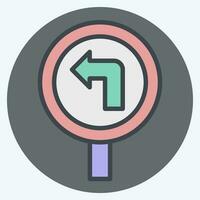 Icon Turn Left Ahead. related to Road Sign symbol. color mate style. simple design editable. simple illustration vector