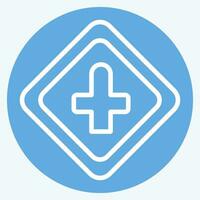 Icon Cross Roads Ahead. related to Road Sign symbol. blue eyes style. simple design editable. simple illustration vector