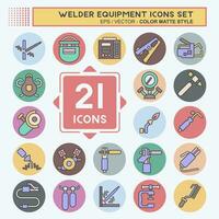 Icon Set Welder Equipment. related to Building Tool symbol. color mate style. simple design editable. simple illustration vector