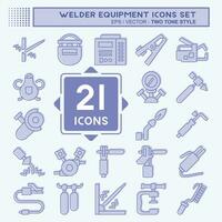 Icon Set Welder Equipment. related to Building Tool symbol. two tone style. simple design editable. simple illustration vector