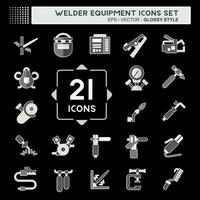 Icon Set Welder Equipment. related to Building Tool symbol. glossy style. simple design editable. simple illustration vector