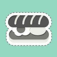 Sticker line cut Submarine Roll. related to Breakfast symbol. simple design editable. simple illustration vector