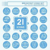 Icon Set Breakfast. related to Food, Diner symbol. blue eyes style. simple design editable. simple illustration vector