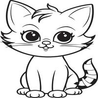 simple cat coloring page for kids vector