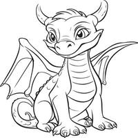 simple dragon coloring page for kids vector
