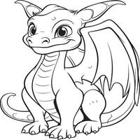 simple dragon coloring page for kids vector