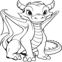 simple dragon coloring page for kids vector