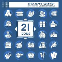 Icon Set Breakfast. related to Food, Diner symbol. long shadow style. simple design editable. simple illustration vector