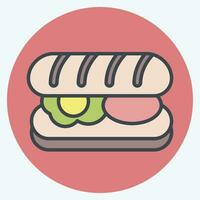 Icon Submarine Roll. related to Breakfast symbol. color mate style. simple design editable. simple illustration vector