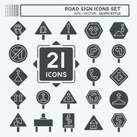 Icon Set Road Sign. related to Education symbol. glyph style. simple design editable. simple illustration vector