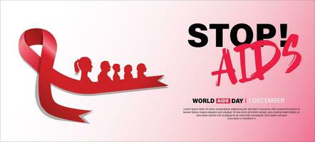 World AIDS day december 1 th. awareness red ribbon as Symbol HIV and Cancer. red background and map, all ages, gender, and ethnicity people concept. vector for banner, poster and social media post.