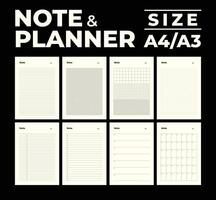 moderno mensual Nota y planificador, a4-a3 tamaño. vector