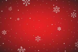 Winter snowfall and snowflakes on Red background for winter, Christmas, and New Year. vector