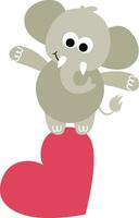 Cute elephant on top of heart vector