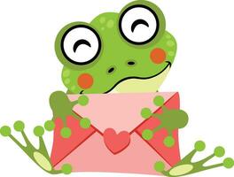 Cute frog holding a letter envelope vector