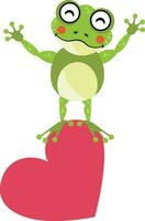 Cute frog on top of heart vector