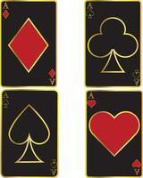 A card heart spade diamond club color black gold vector