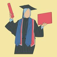 vector of female graduates carrying diplomas