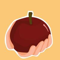 Hand Holding a Red Apple Vector Illustration