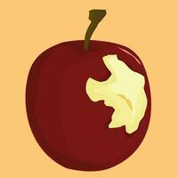 Bitten Red Apple Vector Illustration