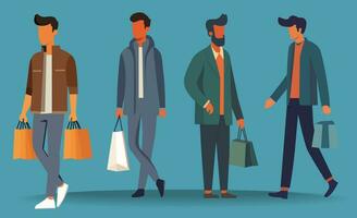 Man shoping collection flat illustration vector