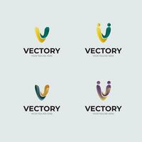 V letter abstract smooth wave logo vector