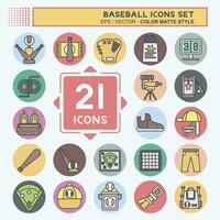 Icon Set Baseball. related to Sport symbol. color mate style. simple design editable. simple illustration vector