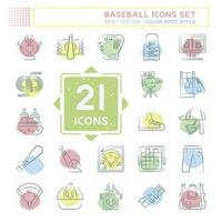 Icon Set Baseball. related to Sport symbol. Color Spot Style. simple design editable. simple illustration vector