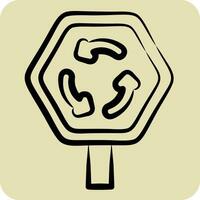 Icon Roundabout. related to Road Sign symbol. hand drawn style. simple design editable. simple illustration vector