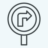 Icon Turn Right Ahead. related to Road Sign symbol. line style. simple design editable. simple illustration vector