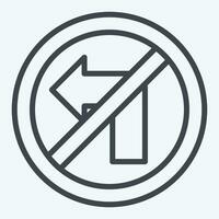 Icon No Left Turn. related to Road Sign symbol. line style. simple design editable. simple illustration vector