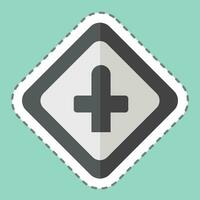 Sticker line cut Cross Roads Ahead. related to Road Sign symbol. simple design editable. simple illustration vector