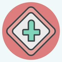 Icon Cross Roads Ahead. related to Road Sign symbol. color mate style. simple design editable. simple illustration vector
