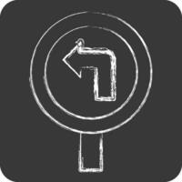 Icon Turn Left Ahead. related to Road Sign symbol. chalk Style. simple design editable. simple illustration vector