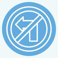 Icon No Left Turn. related to Road Sign symbol. blue eyes style. simple design editable. simple illustration vector