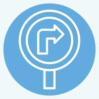 Icon Turn Right Ahead. related to Road Sign symbol. blue eyes style. simple design editable. simple illustration vector