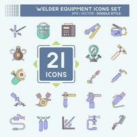 Icon Set Welder Equipment. related to Building Tool symbol. doodle style. simple design editable. simple illustration vector