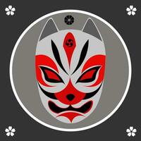 japanese fox mask vector