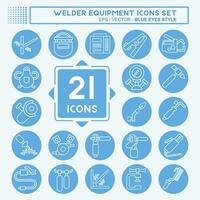 Icon Set Welder Equipment. related to Building Tool symbol. blue eyes style. simple design editable. simple illustration vector