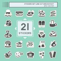 Sticker line cut Set Breakfast. related to Food, Diner symbol. simple design editable. simple illustration vector