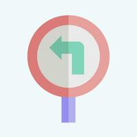 Icon Turn Left Ahead. related to Road Sign symbol. flat style. simple design editable. simple illustration vector