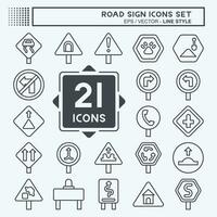 Icon Set Road Sign. related to Education symbol. line style. simple design editable. simple illustration vector